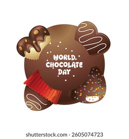 Chocolate world day vector cartoon frame