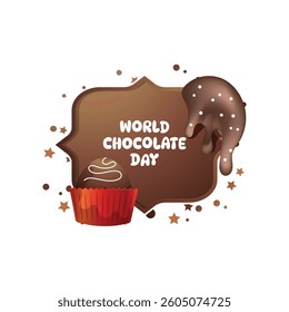 Chocolate world day vector cartoon frame