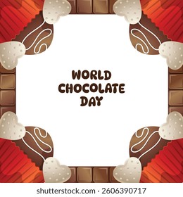 Chocolate world day vector cartoon frame
