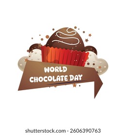 Chocolate world day vector cartoon frame