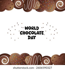 Chocolate world day vector cartoon frame