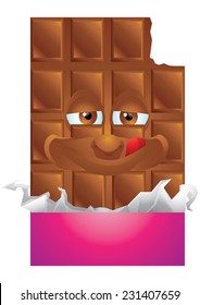 Chocolate wrapping cartoon character smiling isolated