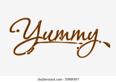 Chocolate yummy text made of chocolate vector design element.