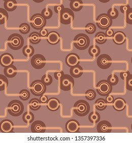 Chocolate-brown abstract hand-drawn sketch. Vector circuit pattern for textile, prints, wallpaper, wrapping paper, web decor etc.