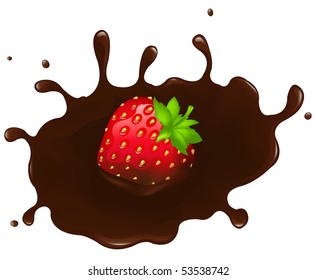 Chocolate-dipped Strawberry With Splash, Isolated On White