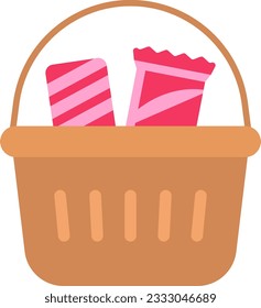 Chocolates in Basket Icon image. Suitable for mobile application.