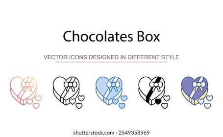 Diseño de icono de caja de bombones con fondo blanco