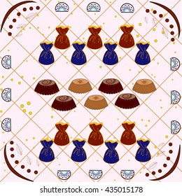 chocolates and cakes on a light background
