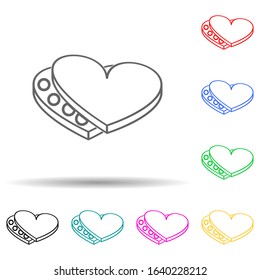 Chocolates in the heart multi color style icon. Simple thin line, outline vector of valentine icons for ui and ux, website or mobile application