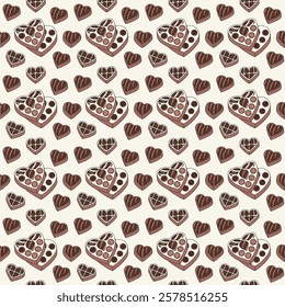 Chocolates Heart shaped boxes or individual pieces pattern design. Chocolates Heart shaped boxes or individual pieces pattern design. 