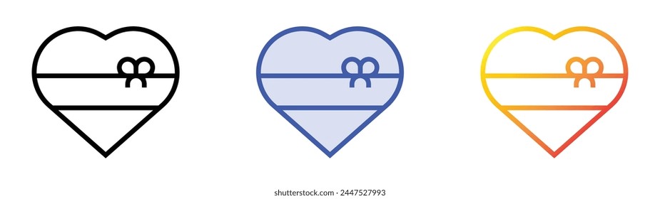 Schokoladensymbol. Lineares, blaues Füllungs- und Verlaufsstil-Design auf weißem Hintergrund