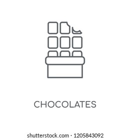 Chocolates linear icon. Chocolates concept stroke symbol design. Thin graphic elements vector illustration, outline pattern on a white background, eps 10.