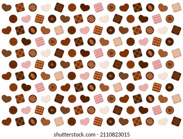 Chocolates pattern. Assorted chocolates. Vector illustration. 