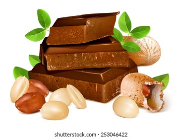 Chocolates with peanuts. Vector illustration.
