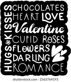 chocolates romance roses valentines day black vector graphic design and cut file