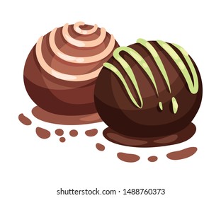 Chocolates in the shape of a ball. Vector illustration on a white background.