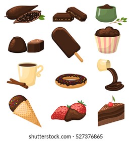 Chocolatete products vector set.