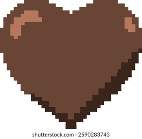 Chocolate-themed pixel heart, perfect for sweet, romantic, and Valentine's Day designs with a retro gaming aesthetic.