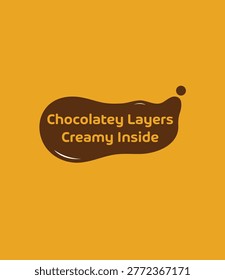 Chocolatey layers creamy inside background. Chocolate vector icon. Cream vector with text. orange background.