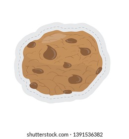 Chocoloate chips cookie dotted sticker. Vector illustration design
