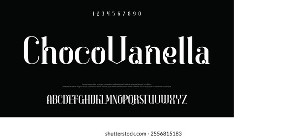 ChocoVanella Gaster Elegant alphabet letters font logo. Typography luxury classic lettering serif italic fonts decorative wedding vintage retro logos. vector illustration