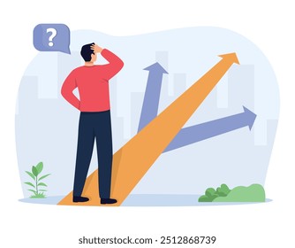 Choice abstract concept vector illustration. Decision making, finding solution, multiple possibilities, freedom of choice, difficulty of choosing, management abstract metaphor. Man thinking.