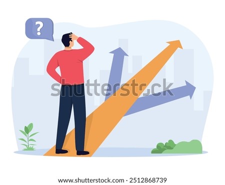 Choice abstract concept vector illustration. Decision making, finding solution, multiple possibilities, freedom of choice, difficulty of choosing, management abstract metaphor. Man thinking.