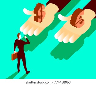 Choice between currencies. Vector illustration
