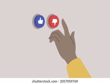 A choice between like and dislike, social media feedback concept