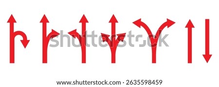 Choice between three roads icon set. Three-way directional arrow. Way, road, direction, branching, arrows , Icon for design. Easily editable, pathway, opportunity, logo, split, choose, three concept