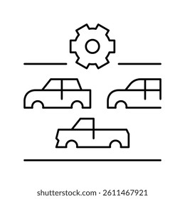 choice of car body type line icon vector. choice of car body type sign. isolated contour symbol black illustration
