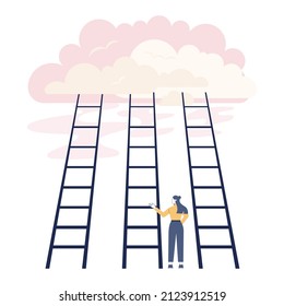Choice concept. Difficult decision-making, success or failure. Two options dilemma, trying to choose one. Flat vector illustration