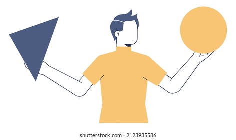 Choice concept. Difficult decision-making, success or failure. Two options dilemma, trying to choose one. Flat vector illustration