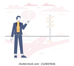 Choice concept. Difficult decision-making, success or failure. Two options dilemma, trying to choose one. Flat vector illustration