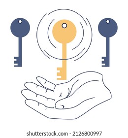 Concepto de elección. Difícil toma de decisiones, éxito o fracaso. Dos opciones dilema, tratar de elegir una. Ilustración vectorial plana
