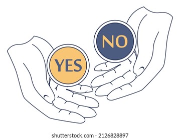 Choice concept. Difficult decision-making, success or failure. Two options dilemma, trying to choose one. Flat vector illustration