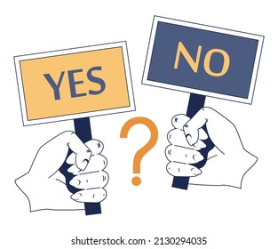 Choice concept. Difficult decision-making, success or failure. Two options dilemma, trying to choose one. Flat vector illustration