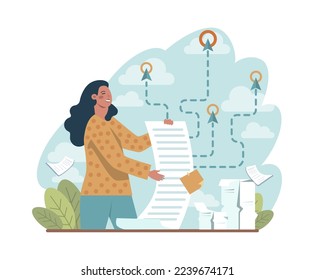 Choice concept. Difficult decision-making, success or failure. Multiple options dilemma, trying to choose a future strategy. Flat vector illustration