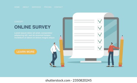 Choice concept. Remote voting, online testing and questionnaires, evaluation of the quality of service or products, user satisfaction. Vector illustration for poster, website or web page, banner.