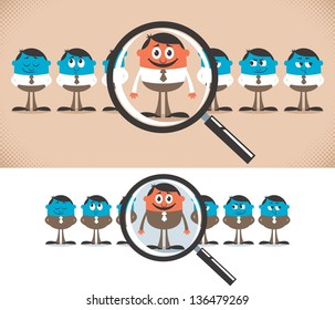 Choice: Conceptual illustration for choosing employee. No transparency and gradients used.