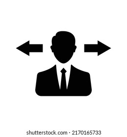 Choice, confusion, decision icon. Black vector design.