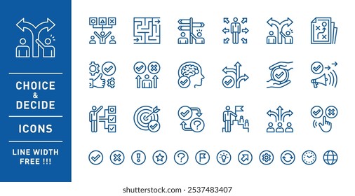 Choice and Decide related icon set.