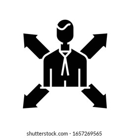 Icono negro de dirección, ilustración conceptual, símbolo plano vectorial, signo de glifo.
