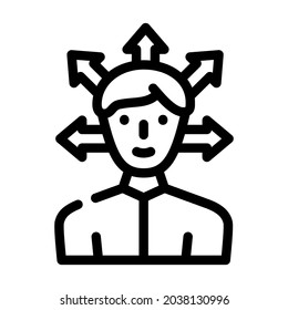 choice of direction man line icon vector. choice of direction man sign. isolated contour symbol black illustration