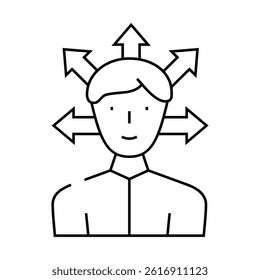 choice of direction man line icon vector. choice of direction man sign. isolated contour symbol black illustration