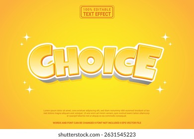 Choice Editable Vector 3D Text Effect – Playful and Modern Typography Cartoon Style for Poster, Branding, Social Media