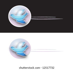 Choice of Elegant blue bird on black or white background