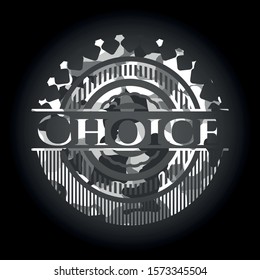 Choice grey camouflage emblem. Vector Illustration.