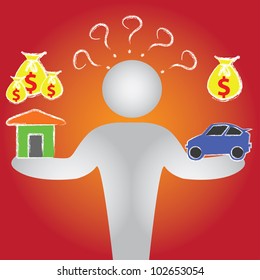 Choice for house or car,Vector