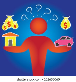 Choice for house or car,Vector